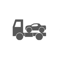 Icon of a car ontop of a truck in transit.